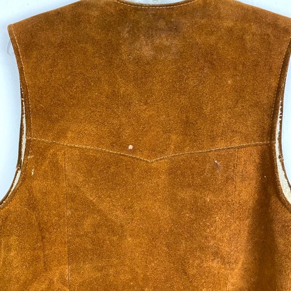 Vintage 70s 80s Trucker Vest Men's Sz 46 shearling Fur lined Suede leather AS IS - Picture 11 of 11